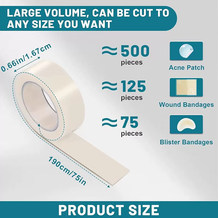 Hydrocolloid Roll for Wound Care Hydrocolloid Patch Bandages with Self-Adhesive, Bed Sore Bandages, Highly Absorbent